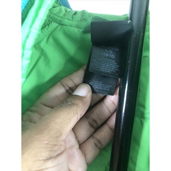 The North Face Girls Light Green Teal Fuzzy Fleece Pockets Zip Jacket Large - Picture 7 of 8